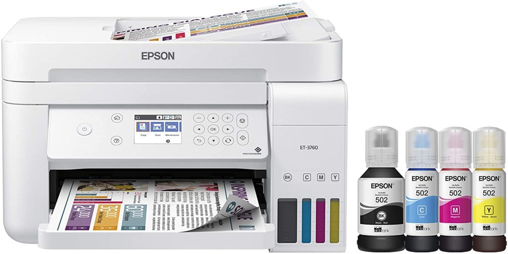 Epson EcoTank ET-3760 Wireless Color  Printer with Scanner