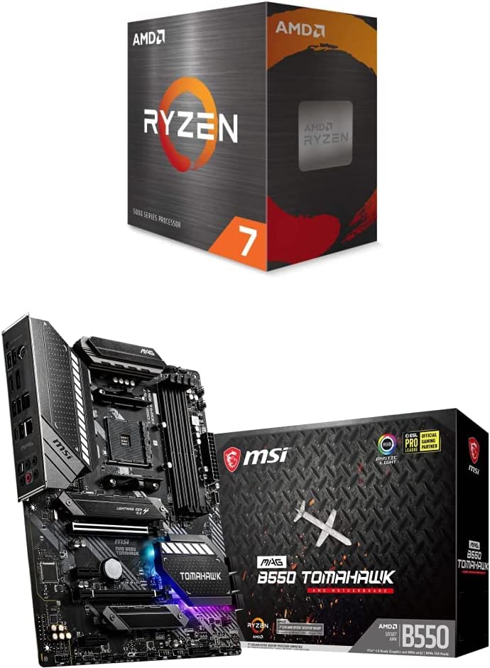 AMD Ryzen 7 5800X Desktop Processor + MSI MAG B550 Tomahawk Gaming Motherboard