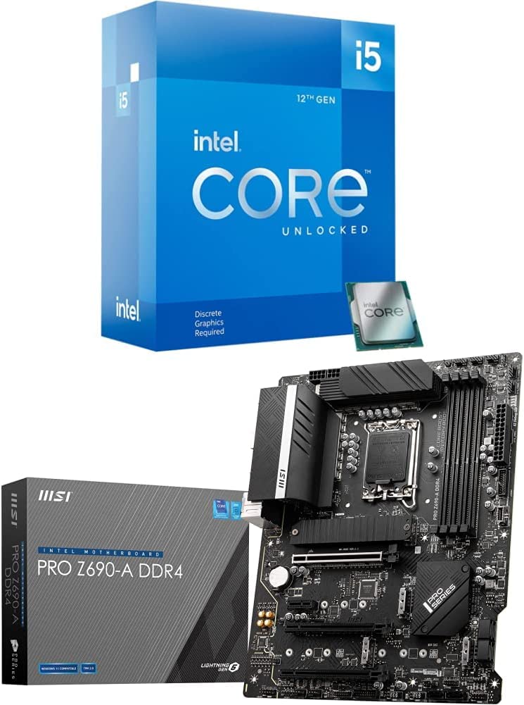 Intel Core i5-12600KF Desktop Processor with MSI PRO Z690-A DDR4 ProSeries Motherboard